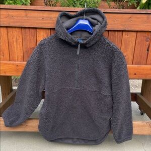 Old Navy Charcoal Cowl NeckTeddy Bear 1/4 zip Sweater